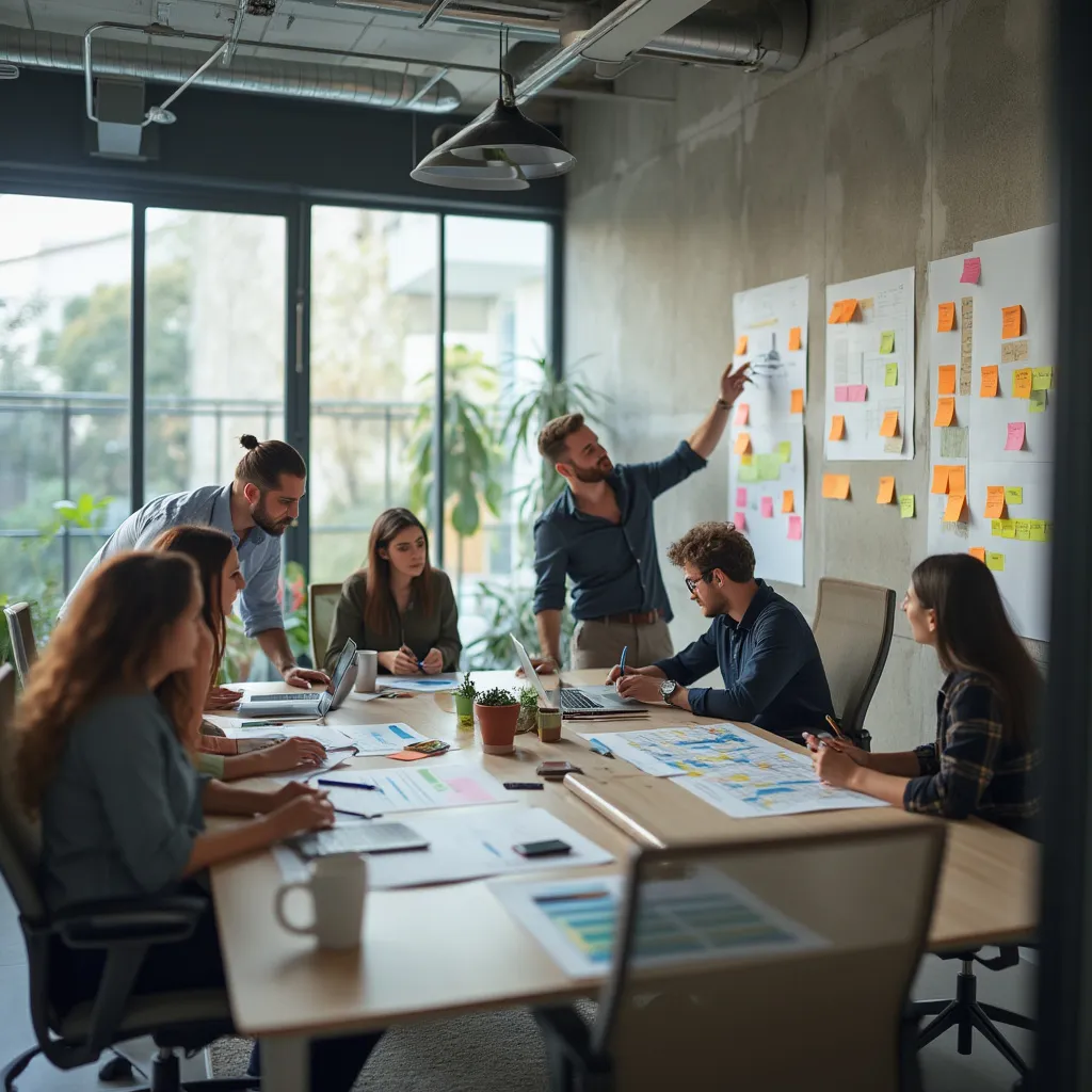 Equipe de consultoria trabalhando nos bastidores