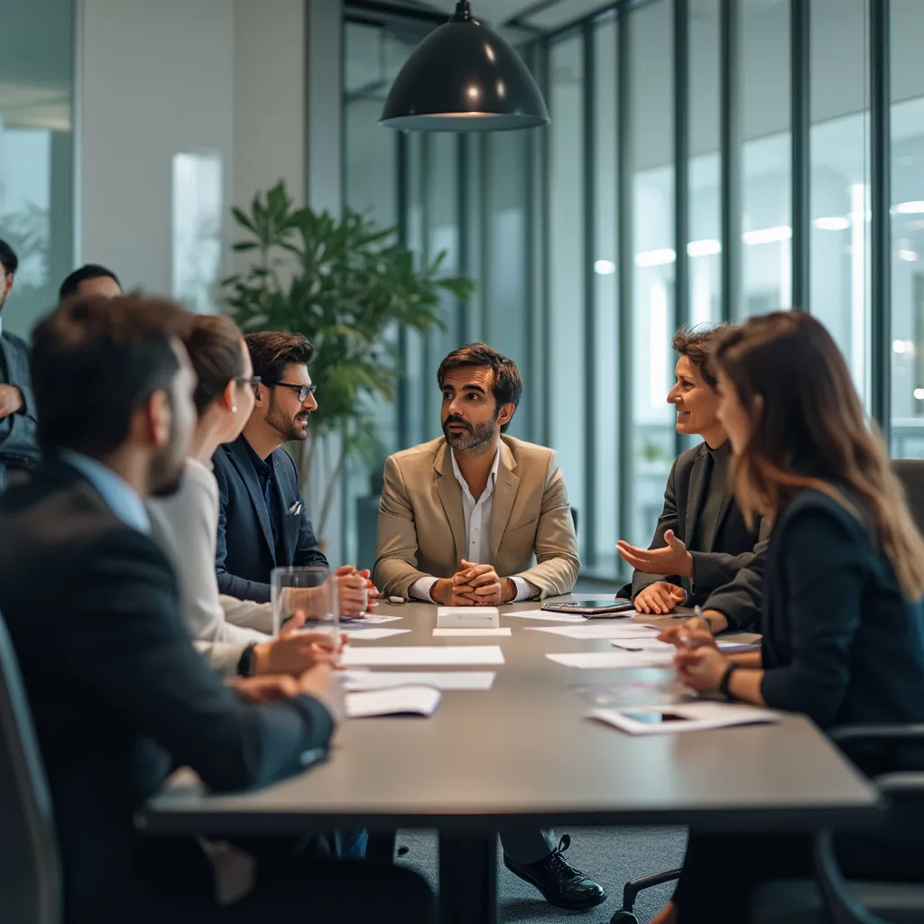 Equipe de consultoria em reunião estratégica